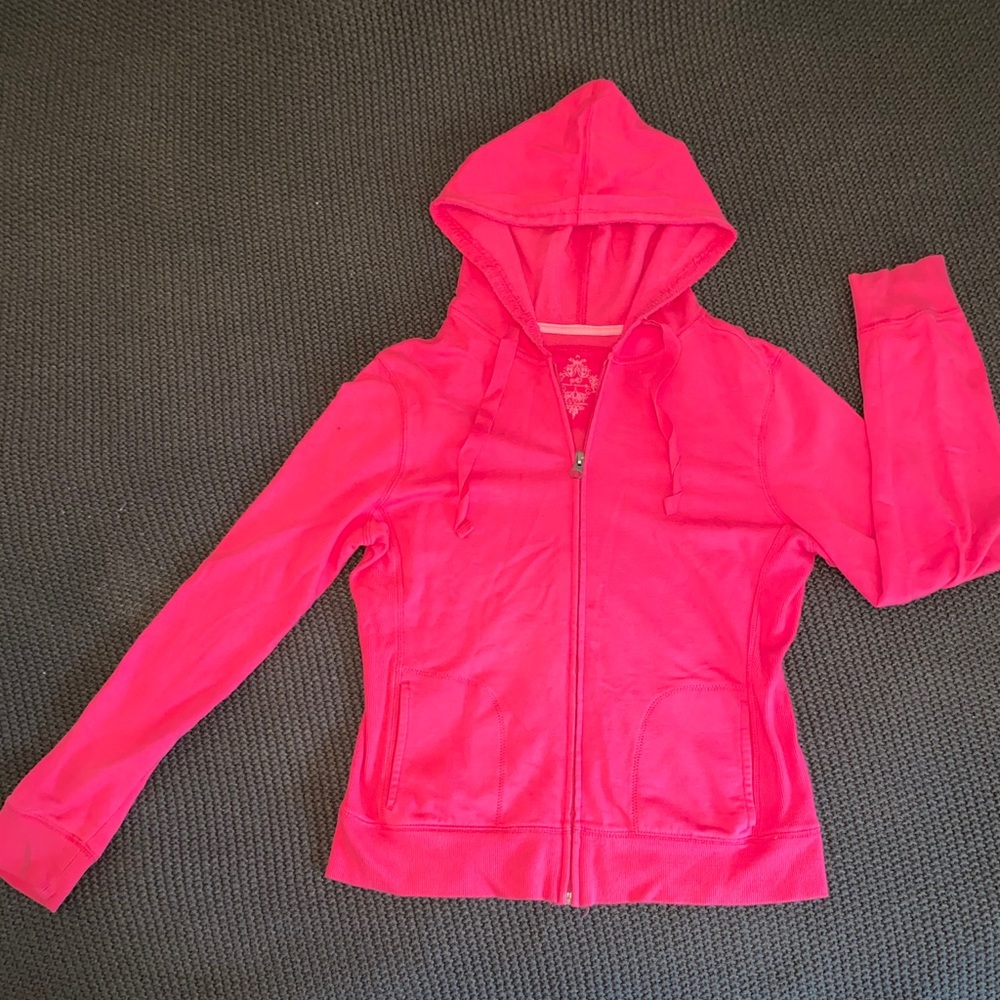 pink zip up sweatshirt